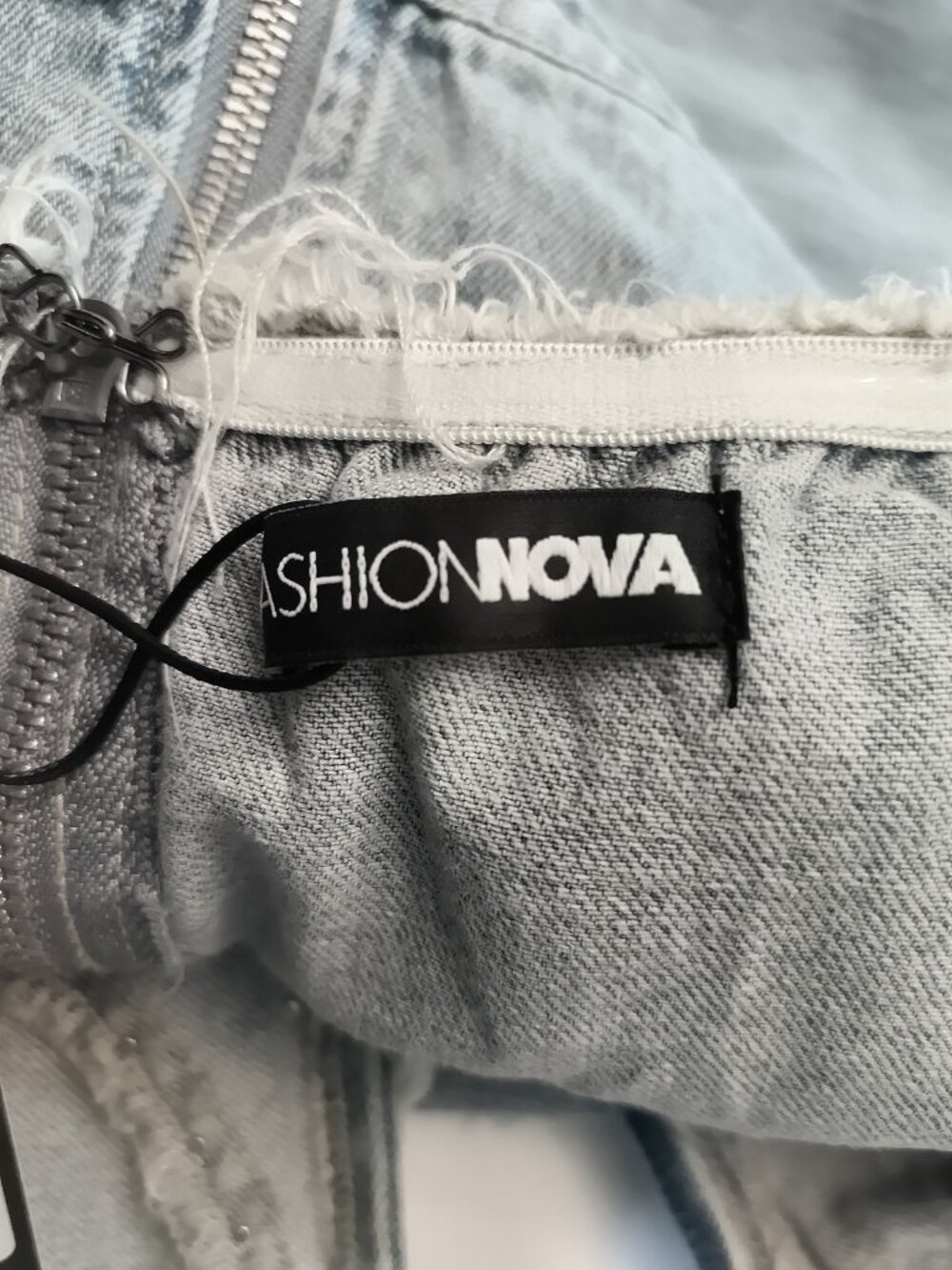 Fashion Nova Distressed Grey Denim Jumpsuit with Stud Details - Picture 14 of 16